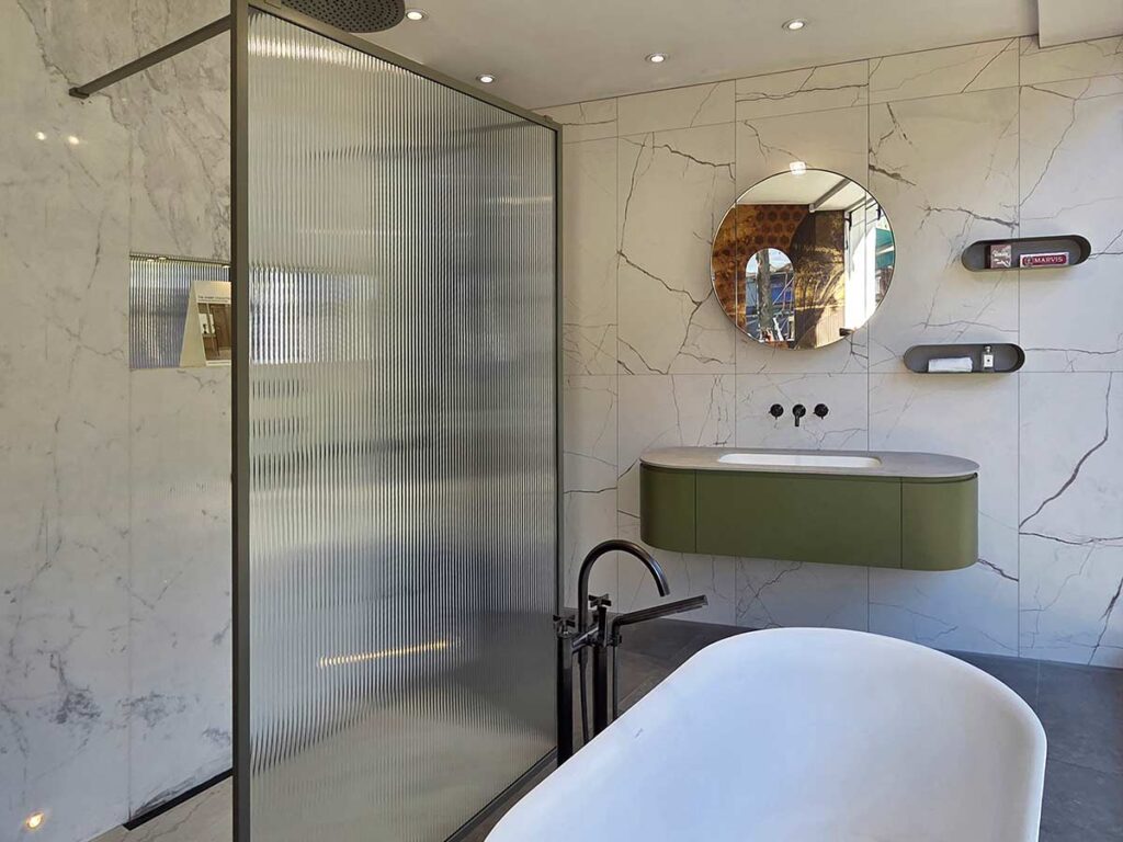 Bold Green Modern Bathroom Fulham Showroom