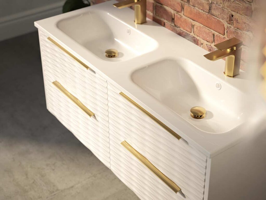 Brushed Brass Geometric Bathroom